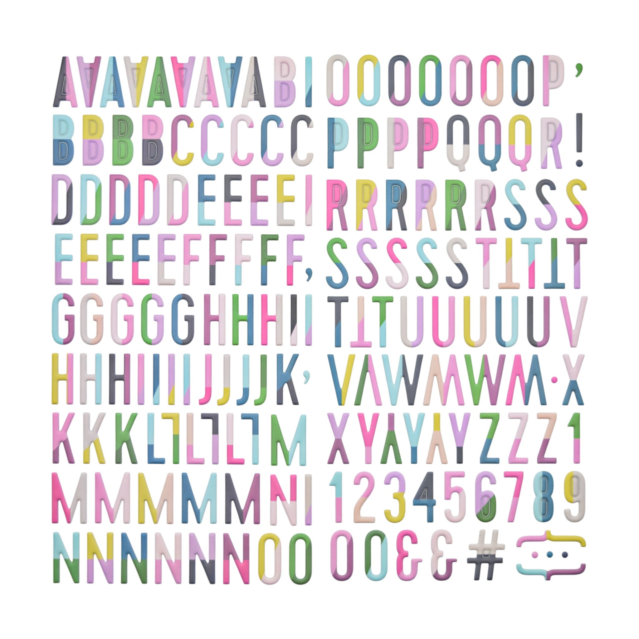 Pastel Puffy Alphabet 3D Stickers